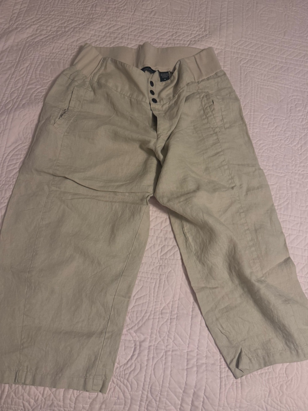 Moda International Women’s Light Khaki Linen Blend Trousers